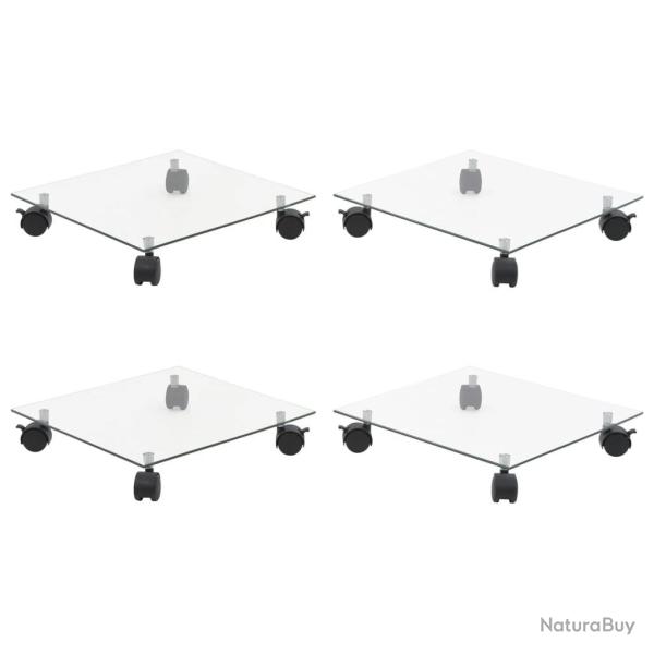Supports roulants � plantes 4 pcs 35x35 cm Carr� Verre tremp�
