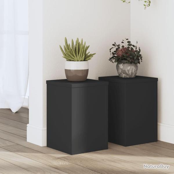 Supports pour plantes 2 pcs noir 20x20x30 cm bois d'ingnierie alsavelo