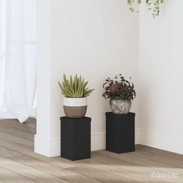 Supports pour plantes 2 pcs noir 10x10x18 cm bois d'ing�nierie