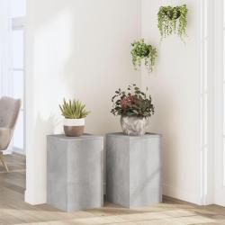 Supports pour plantes 2 pcs gris b&eacute;ton bois d'ing&eacute;nierie