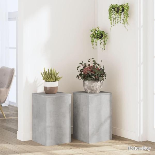 Supports pour plantes 2 pcs gris b�ton bois d'ing�nierie