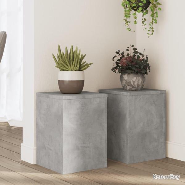 Supports pour plantes 2 pcs gris b�ton bois d'ing�nierie