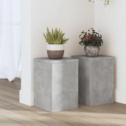 Supports pour plantes 2 pcs gris b&eacute;ton bois d'ing&eacute;nierie alsavelo