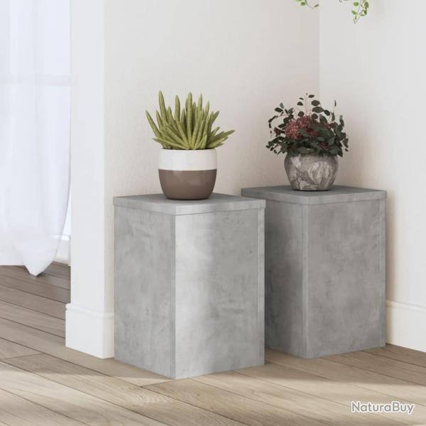 Supports pour plantes 2 pcs gris b�ton bois d'ing�nierie