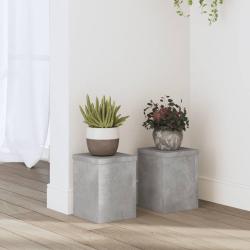 Supports pour plantes 2 pcs gris b&eacute;ton bois d'ing&eacute;nierie