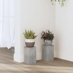 Supports pour plantes 2 pcs gris b&eacute;ton bois d'ing&eacute;nierie