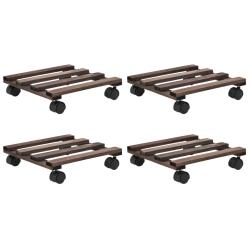 Support roulant &agrave; plantes Bois de c&egrave;dre 4 pcs 25 x 25 cm alsavelo