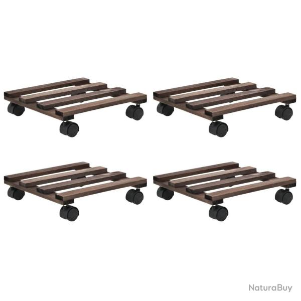 Support roulant � plantes Bois de c�dre 4 pcs 25 x 25 cm