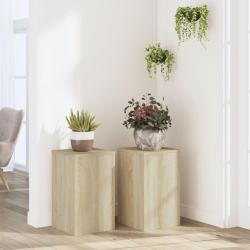 Supports pour plantes 2 pcs ch&ecirc;ne sonoma bois d'ing&eacute;nierie