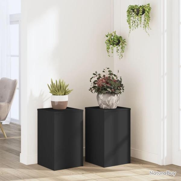 Supports pour plantes 2 pcs noir 30x30x50 cm bois d'ingnierie alsavelo