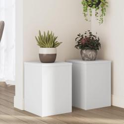 Supports pour plantes 2 pcs blanc 25x25x35 cm bois d'ing&eacute;nierie