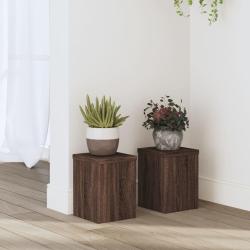Supports pour plantes 2 pcs ch&ecirc;ne marron bois d'ing&eacute;nierie alsavelo