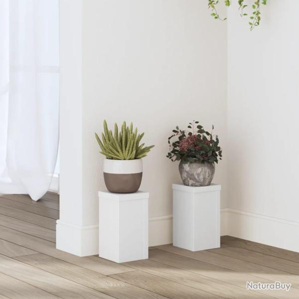 Supports pour plantes 2 pcs blanc 10x10x18 cm bois d'ing�nierie alsavelo