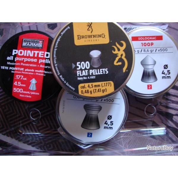 Lot  4 Boites de Plombs 4.5 mm  - NON OUVERTES