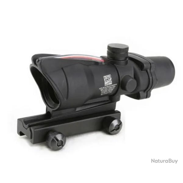 DESTOCKAGE - Lunette Viseur 1x32 Type ACOG Point Rouge Red Dot - Fibre Optique / Rail 21mm / Chasse