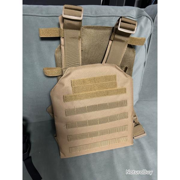 Gilet tactique couleur tan  + deux plaques nij 3+
