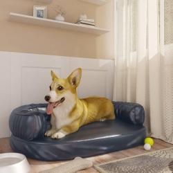 Lit pour chien ergonomique Mousse Bleu fonc&eacute; 75x53cm Similicuir
