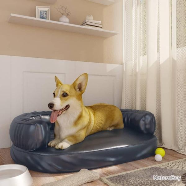 Lit pour chien ergonomique Mousse Bleu fonc� 75x53cm Similicuir