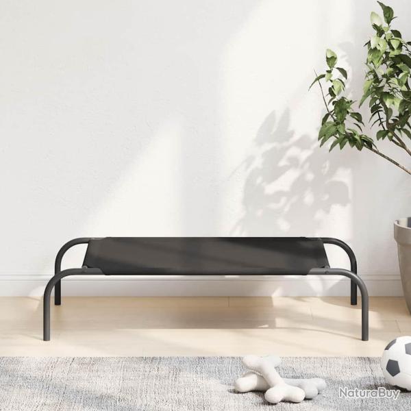Lit sur�lev� pour chien noir 90x50x20 cm tissu oxford et acier