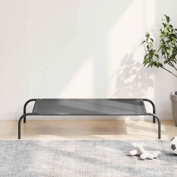 Lit sur�lev� pour chien gris 110x65x20 cm textil�ne et acier