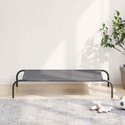 Lit sur&eacute;lev&eacute; pour chien gris 110x65x20 cm tissu oxford et acier