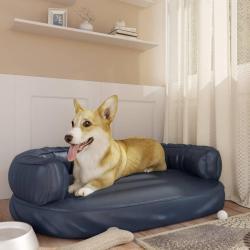Lit pour chien ergonomique Mousse Bleu fonc&eacute; 88x65cm Similicuir