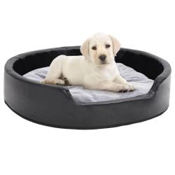 Lit pour chiens Noir et gris 79x70x19 cm Peluche et similicuir