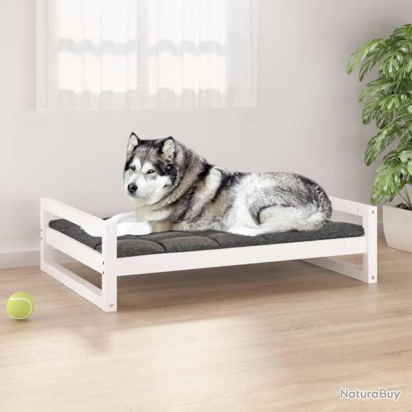 Lit pour chien Blanc 105,5x75,5x28 cm Bois de pin solide