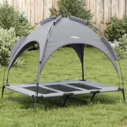 Lit pour chien avec auvent anthracite tissu Oxford et acier