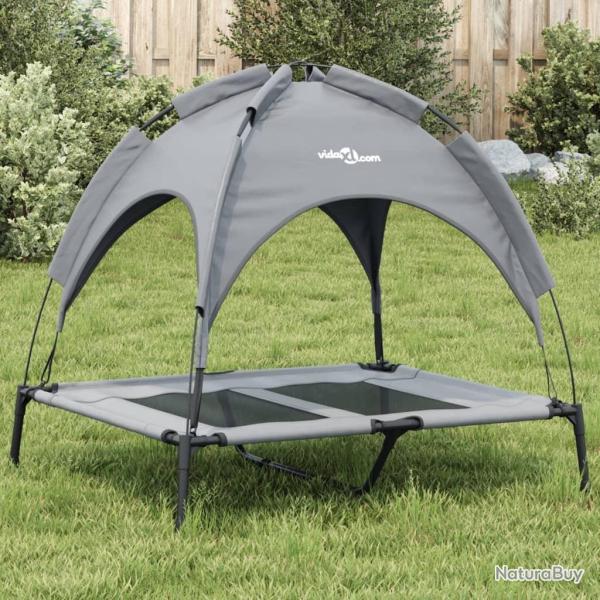 Lit pour chien avec auvent anthracite tissu Oxford et acier