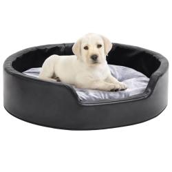 Lit pour chiens Noir et gris 69x59x19 cm Peluche et similicuir