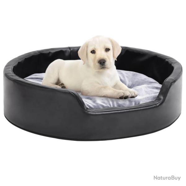 Lit pour chiens Noir et gris 69x59x19 cm Peluche et similicuir
