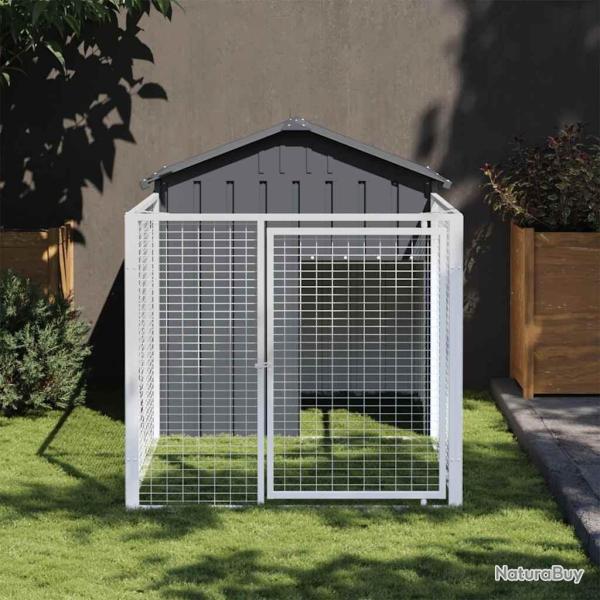 Niche pour chien avec cour anthracite 117x201x123 cm alsavelo