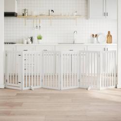 Barri&egrave;re pour chiens et porte 6 panneaux blanc bois de peuplier alsavelo