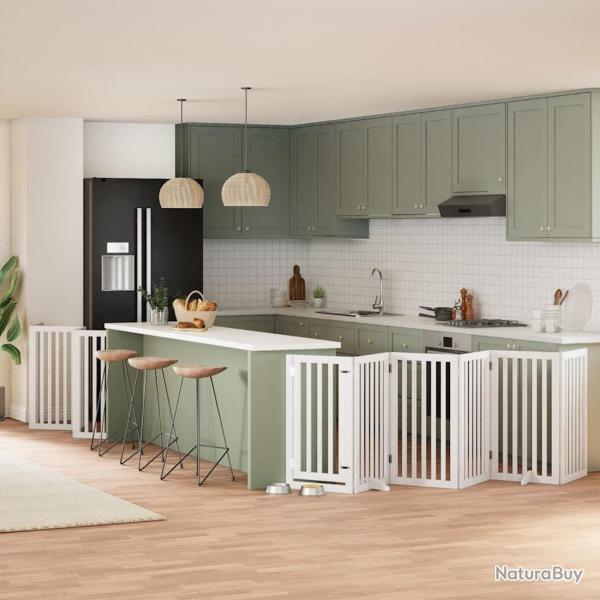 Barri�re pour chien porte pliable 12 panneaux bois de peuplier alsavelo