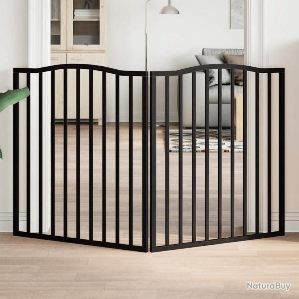 Barri�re pour chien pliable 2 panneaux noir bois de peuplier