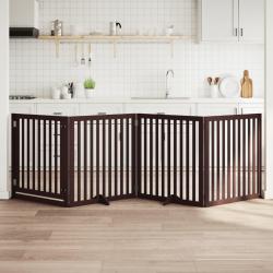 Barri&egrave;re pour chiens avec porte 4 panneaux bois de peuplier alsavelo