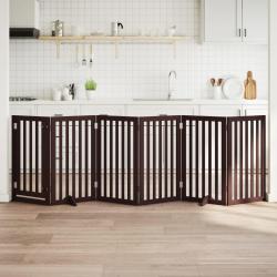 Barri&egrave;re pour chiens avec porte 6 panneaux bois de peuplier alsavelo