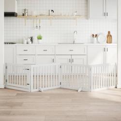 Barri&egrave;re pour chiens et porte 4 panneaux blanc bois de peuplier alsavelo