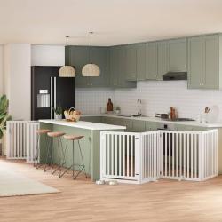 Barri&egrave;re pour chien porte pliable 12 panneaux bois de peuplier alsavelo