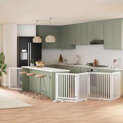 Barri&egrave;re pour chien porte pliable 6panneaux blanc bois peuplier alsavelo