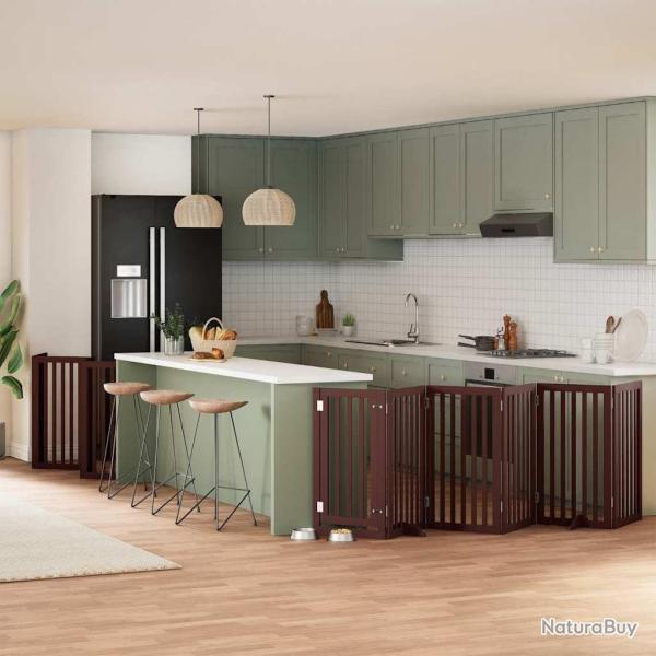 Barri�re pour chien porte pliable 12 panneaux bois de peuplier alsavelo