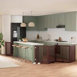 Barri&egrave;re pour chien porte pliable 8 panneaux bois de peuplier alsavelo