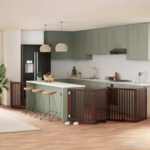 Barrire pour chien porte pliable 8 panneaux bois de peuplier alsavelo