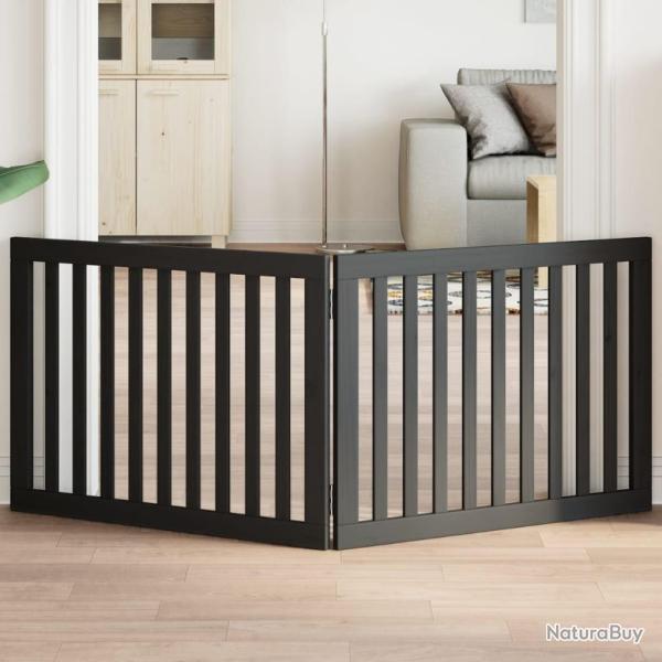 Barri�re pour chien pliable 2 panneaux noir bois de peuplier alsavelo