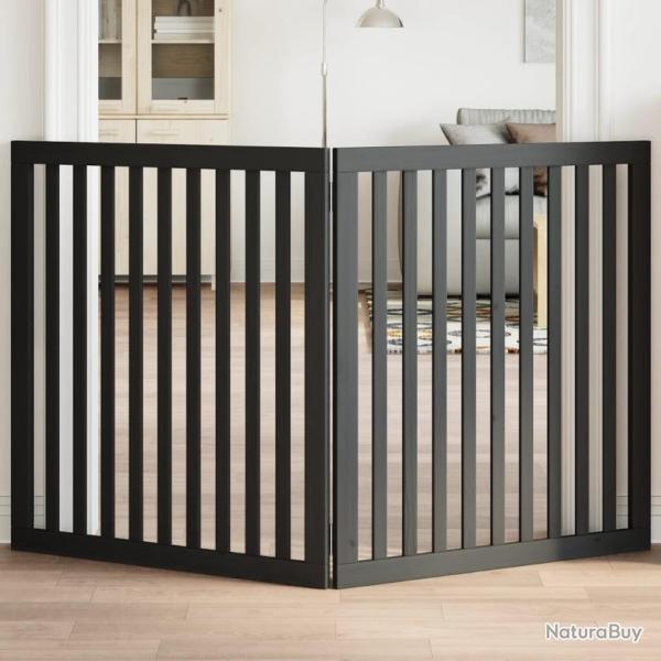 Barri�re pour chien pliable 2 panneaux noir bois de peuplier
