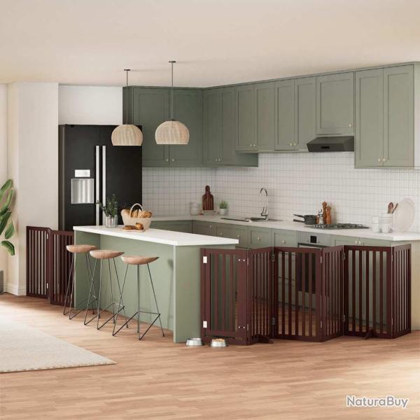 Barri�re pour chien porte pliable 9 panneaux bois de peuplier alsavelo