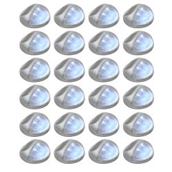 Lampes solaires murales &agrave; LED d'ext&eacute;rieur 24 pcs Rond Argent&eacute;
