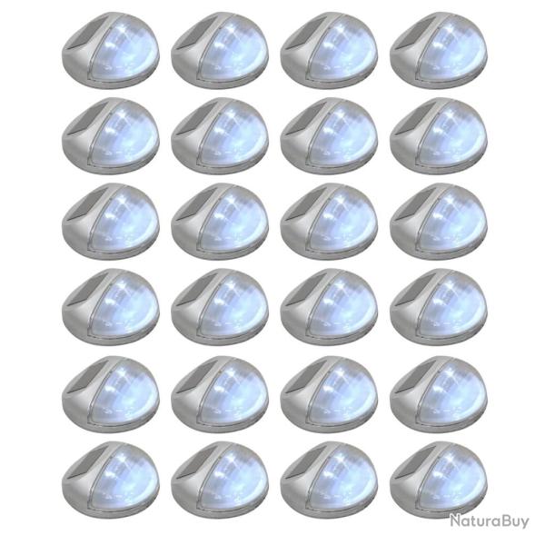 Lampes solaires murales � LED d'ext�rieur 24 pcs Rond Argent�