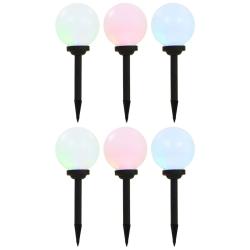 Lampes solaires sph&eacute;riques LED de jardin 6 pcs 20 cm RVB